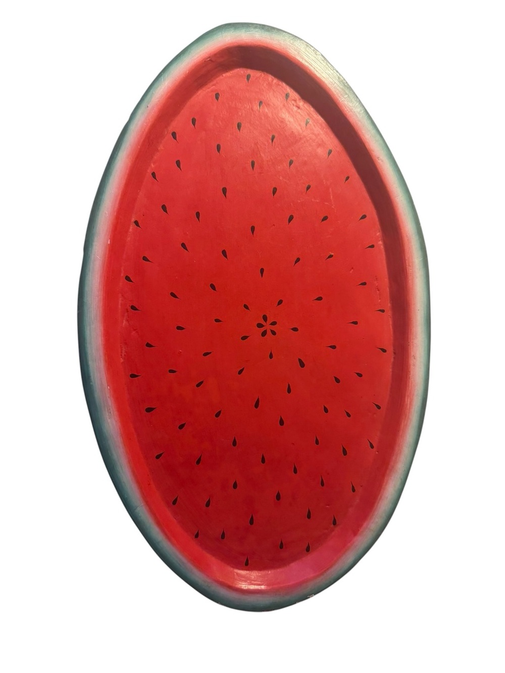 Vintage Watermelon Primitive Folk Art Farmhouse Tray Faux Wood Summer Decor